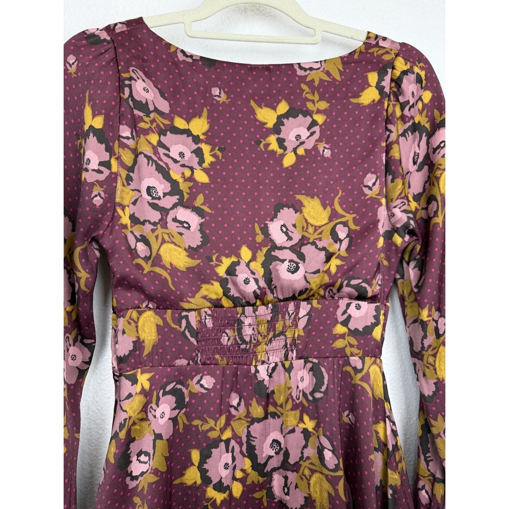 Free People Morning Light Floral Printed Mini Dress Purple combo Size 4 - Picture 5 of 12
